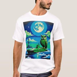 Camiseta Coruja Noturna no Submarino T Shirt Surreal Retro!