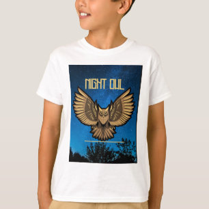 Camiseta Coruja Noturna Soando Crianças Altas Básicas