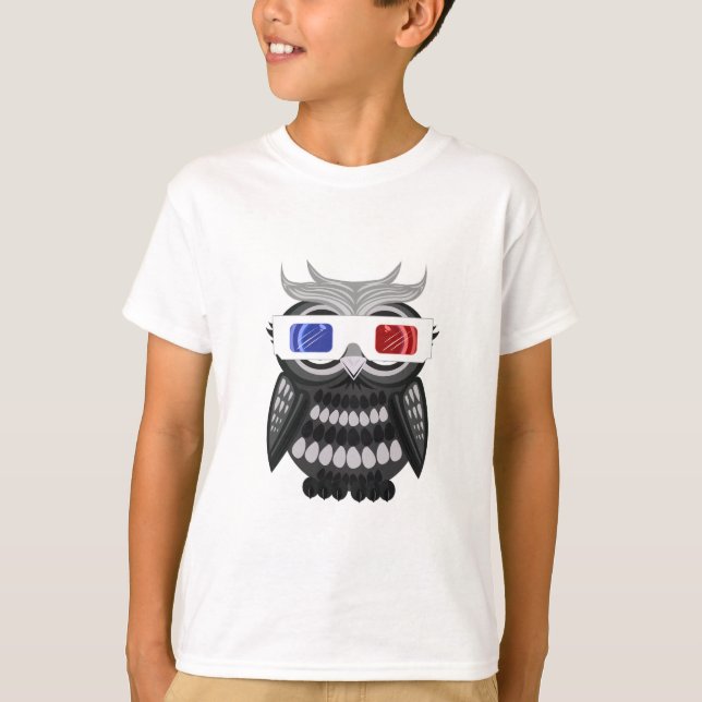 Camiseta Coruja - Óculos 3D (Frente)