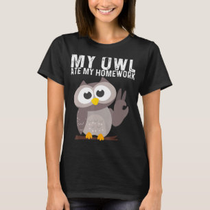 Camiseta Coruja Para Crianças Meninas Coroa Aves Nocturnas