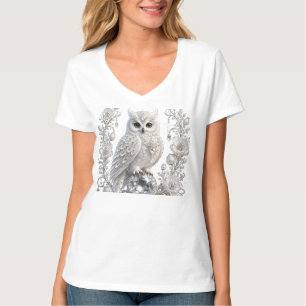 Camiseta Coruja Pérola Cristal Branco