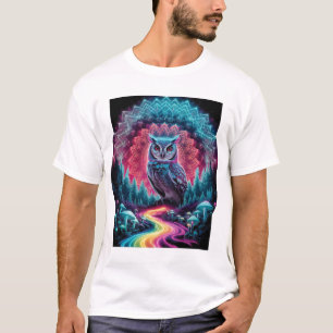 Camiseta Coruja Psicodélica Mandala - Arte Florestal Trippy