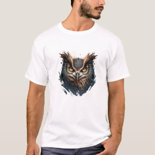 Camiseta Coruja Retrato Animal Pintura Vida Selvagem ao Ar 