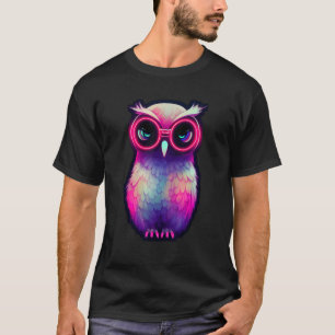 Camiseta Coruja Robótica Luminescente Cuta Sci Fi Owl
