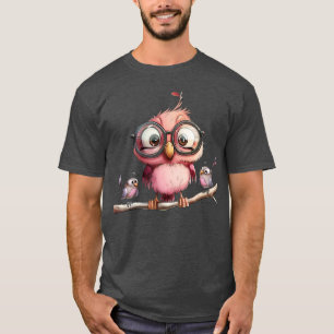 Camiseta Coruja Rosa Fofa & Amigos Pássaros