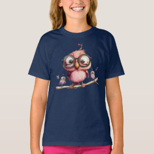 Camiseta Coruja Rosa Fofa & Amigos Pássaros