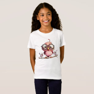 Camiseta Coruja Rosa Fofa & Amigos Pássaros