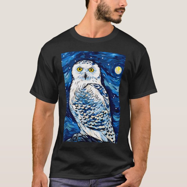 Camiseta Coruja Snowy Noite Estrelada (Frente)