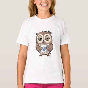 Camiseta Coruja Sonolenta Café Combustível para o Turno da 