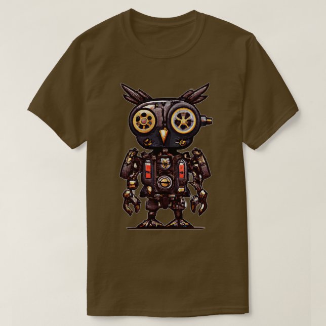Camiseta Coruja Steampunk fantasia coruja cyborg robot coru (Frente do Design)