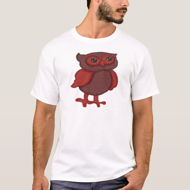 Camiseta Coruja vermelha bonito (Frente)