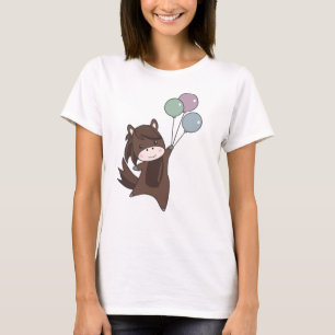 Camiseta Coruja Voa Com Balões Animais Doce Para Crianças