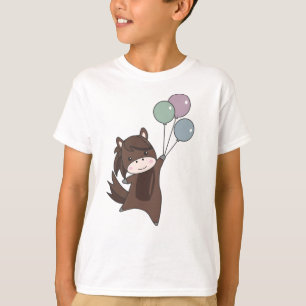 Camiseta Coruja Voa Com Balões Animais Doce Para Crianças