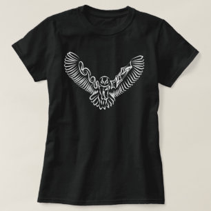 Camiseta Coruja voadora branca e negra