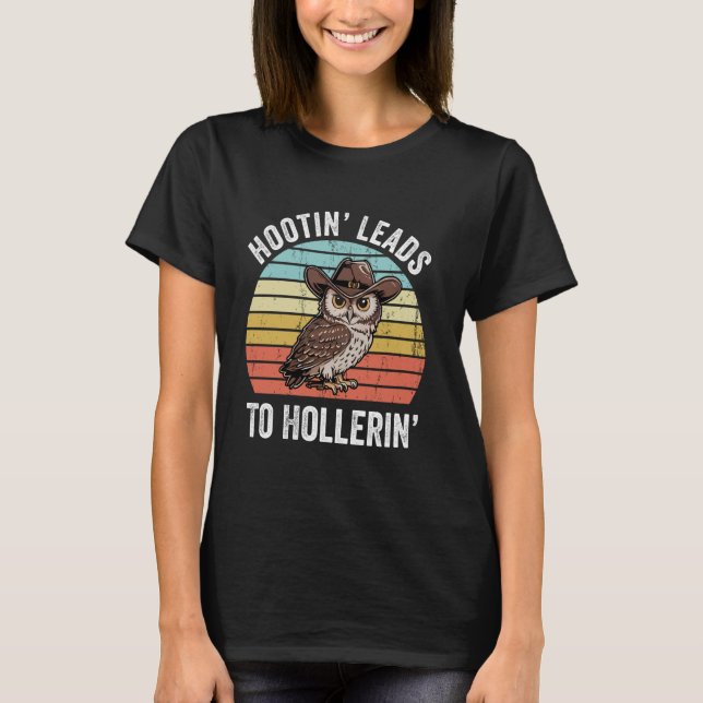 Camiseta Corujão Caubói Engraçado Leva a Gritos (Frente)