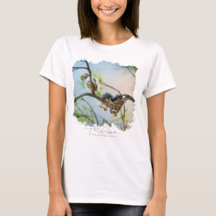 Camiseta Corujas Bebês Fofas em Galhos Vida Selvagem