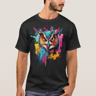 Camiseta Corujas De Orelha Longa Amam Arte Espalhada Colori