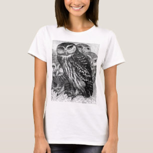 Camiseta Corujas, gravura vintage