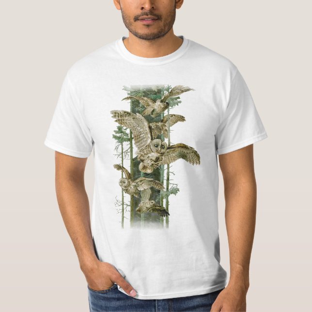 Camiseta Corujas Marrons em Voo (Frente)