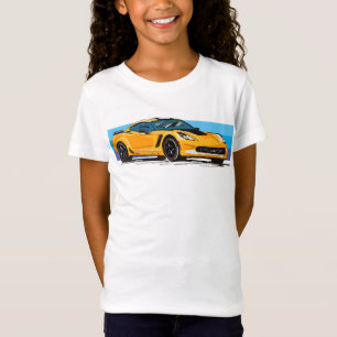 Camiseta Corvete Laranja C7 com faixas Azuis