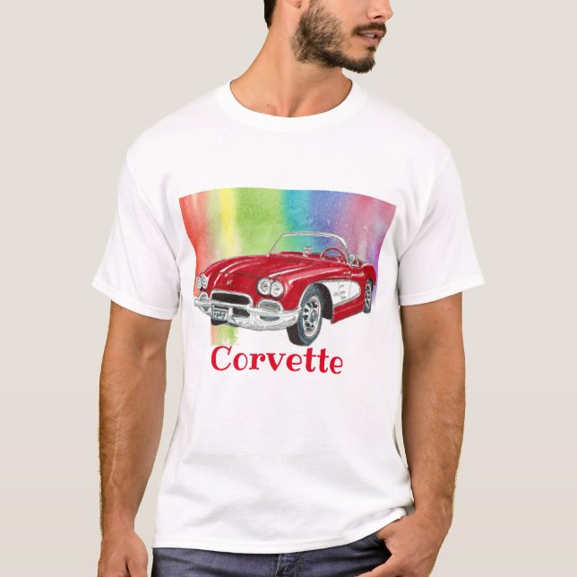 Camiseta 'Corvette Classic Convertible Watercolor Art (Frente)