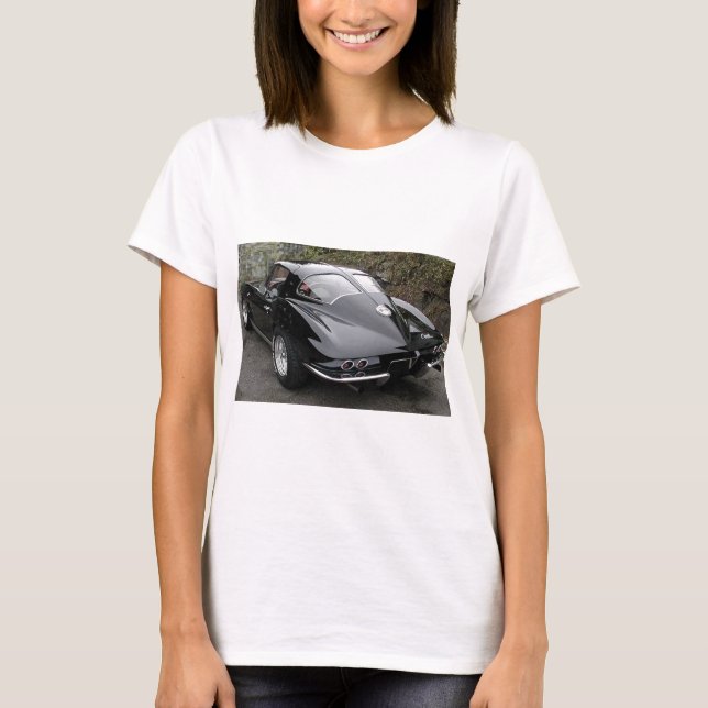 Camiseta Corvette Clássico Preto Janela Dividida (Frente)