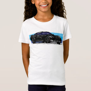 Camiseta Corvette preto C7 com faixas azuis