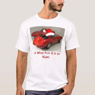 Camiseta Corvette Vermelho da Janela Dividida de Natal