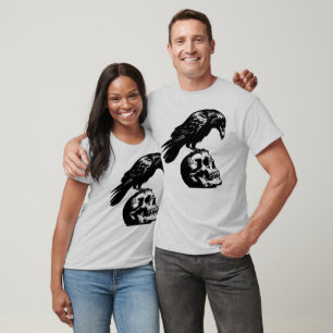 Camiseta Corvo Crânio, Corvo Negro Pássaro Gótico
