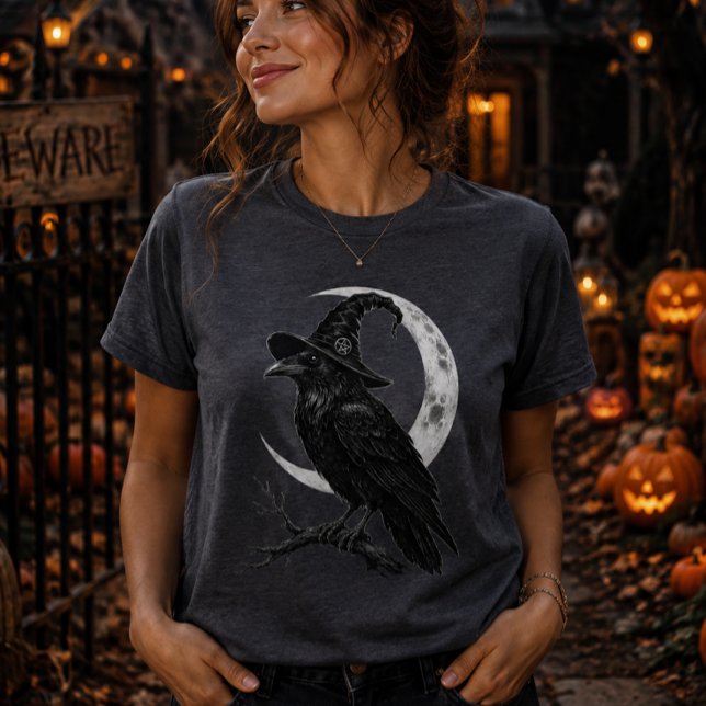 Camiseta Corvo Escuro Lua de Halloween Gótico (Criador carregado)