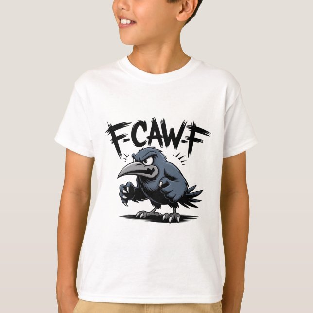 Camiseta Corvo Irritado “F-CAW-F ” – Design de Pássaro de D (Frente)
