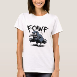 Camiseta Corvo Irritado “F-CAW-F ” – Design de Pássaro de D