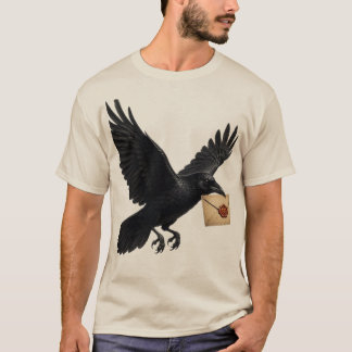 Camiseta Corvo Mensageiro Gótico Com Envelope Vintage E Ja