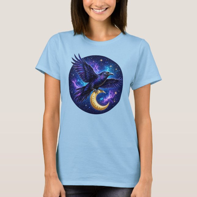 Camiseta Corvo Místico com Quarto de Lua (Frente)