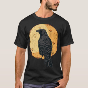 Camiseta Corvo Negro, Coruja Mística na Lua Cheia