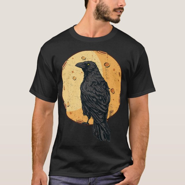 Camiseta Corvo Negro, Coruja Mística na Lua Cheia (Frente)