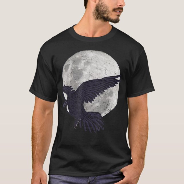Camiseta Corvo Negro, Coruja Mística na Lua Cheia (Frente)