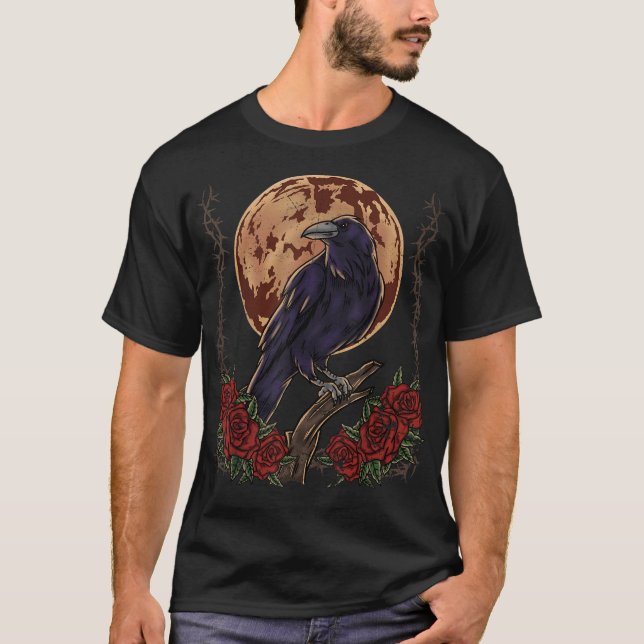 Camiseta Corvo Negro, Corvo Místico na Lua Cheia (Frente)