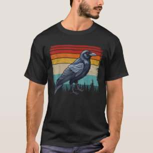 Camiseta Corvo Pássaro Vintage Envelhecido Estilo Retro Cor