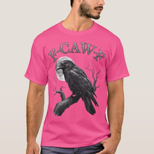 Camiseta Corvo Preto F-Caw-F Engraçado Pássaro Preto Lua Ad (Frente)