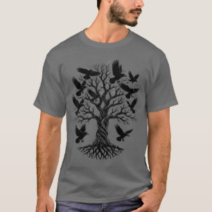 Camiseta Corvo Rosa Lua Assustador Preto Gótico Espiritador