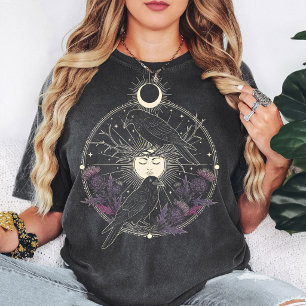 Camiseta Corvos Místicos & Gráfico Celestial da Lua