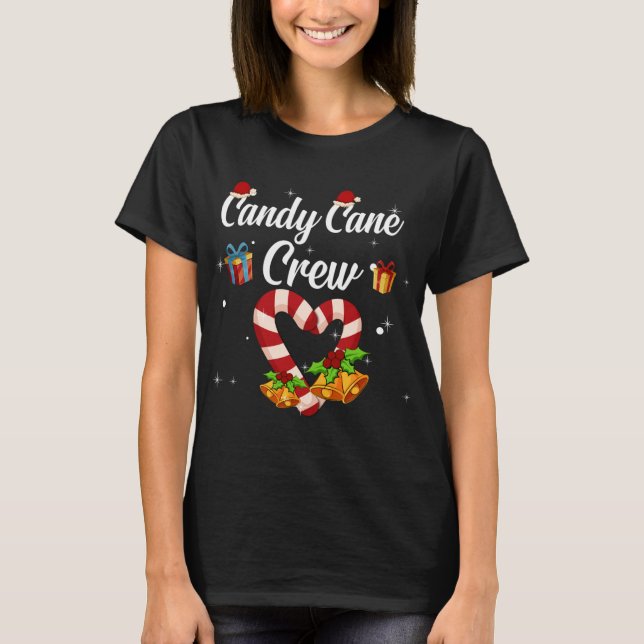 Camiseta Cos de Natal da Família Candy Candy Candy Cane Cos (Frente)