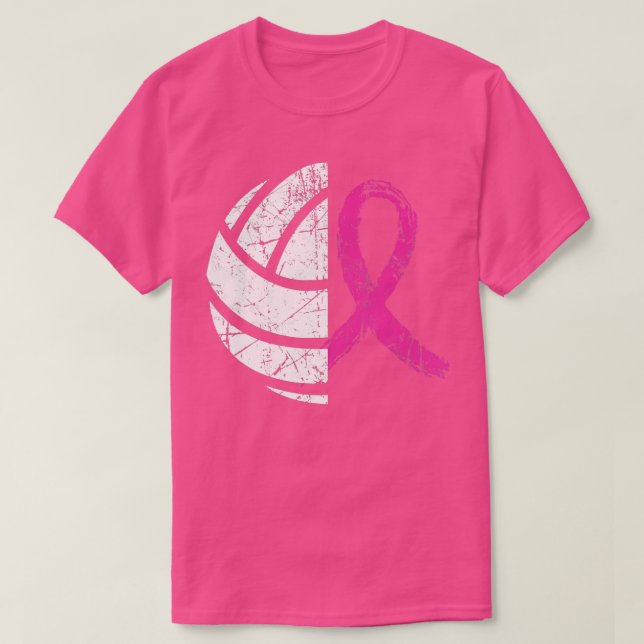Camiseta Cos de Sensibilização da Fita Rosa de Voleibol do  (Frente do Design)