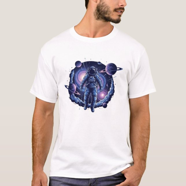 Camiseta Cosmic Astronaut T-Shirt | Surreal Galaxy Space  (Frente)