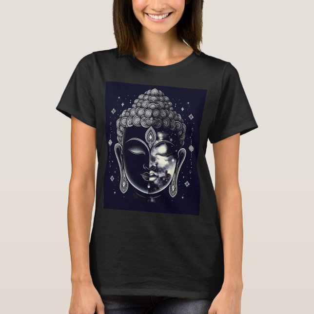 Camiseta Cosmic Buddha Mind - Zen Nebula Enlightenment Spir (Frente)