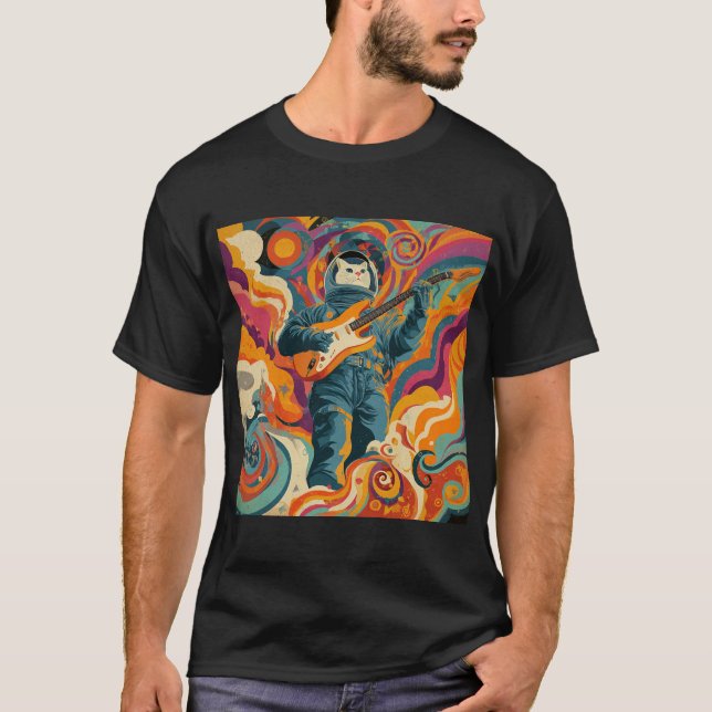 Camiseta Cosmic Cat Guitarist (Frente)