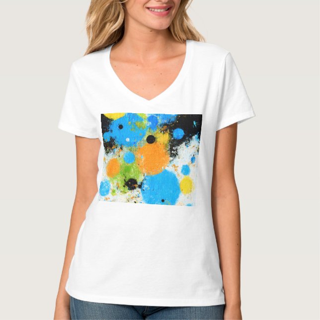 Camiseta Cosmic Chromatic Splatter: Abstract Orbit (Frente)