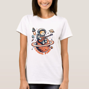 Camiseta Cosmic Purr - Gato Guitarrista Astro