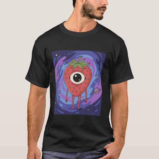 Camiseta Cosmic Strawberry Alien – Cute Sci-Fi Fruit   (Frente)